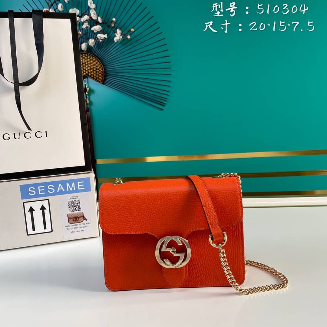 Gvc*1 Interlocking Leather Chain Crossbody Bag Replica 510304