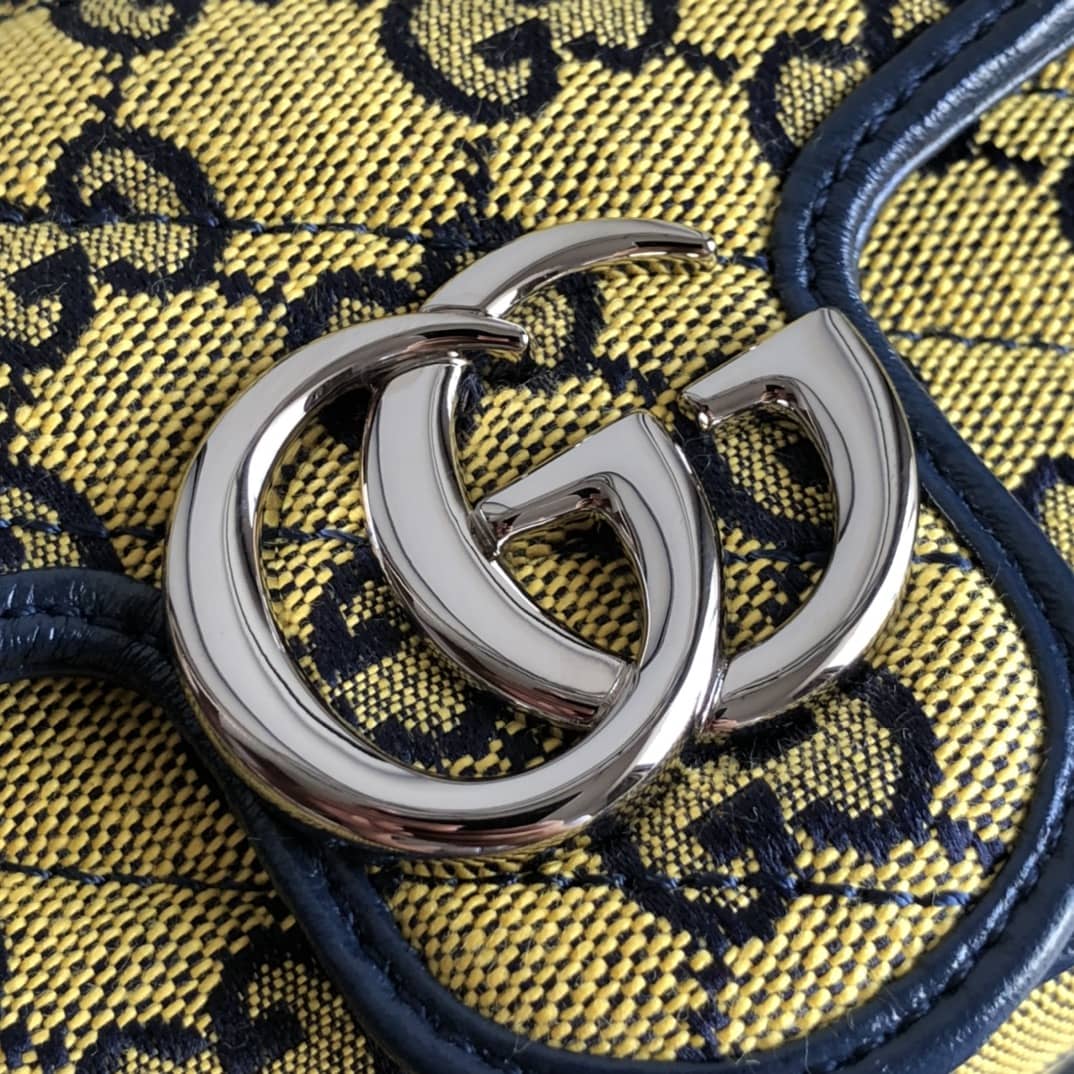 Gvc*1 GG Marmont Matelasse Leather Mini Shoulder Bag Replica Yellow 476433