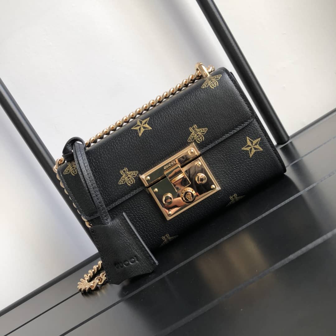 Gvc*1 Padlock Bee Star Small Shoulder Bag Replica Black 432182