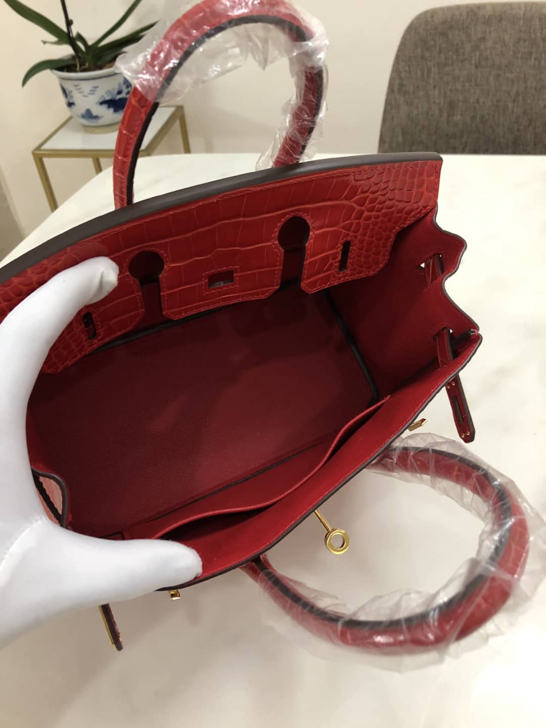 H**me5 Birkin 25CM Crocodile Shiny Replica Bag