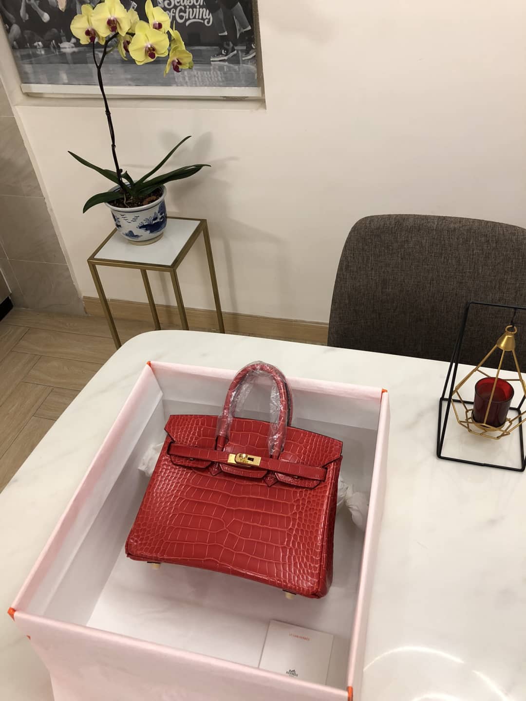 H**me5 Birkin 25CM Crocodile Shiny Replica Bag