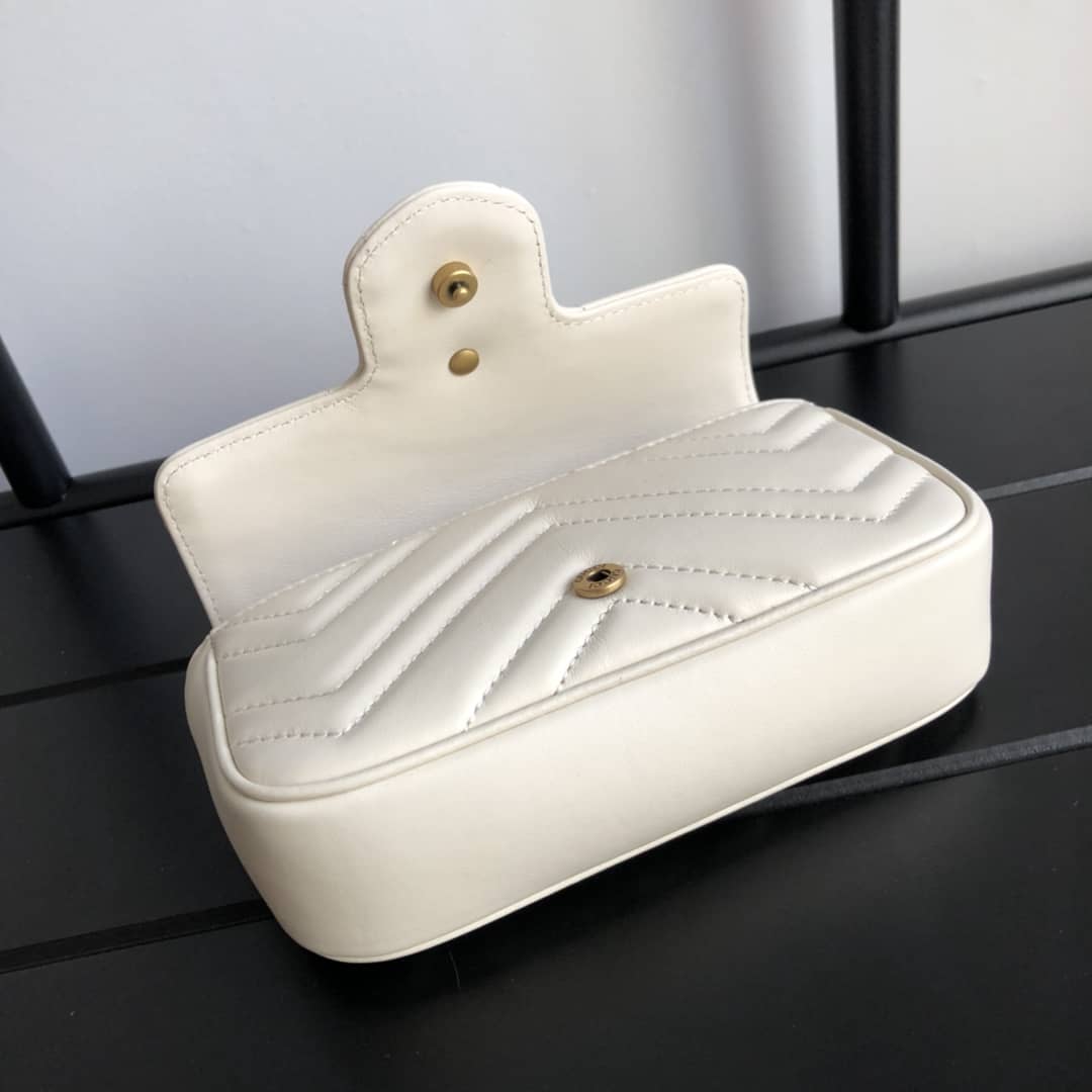 Gvc*1 GG Marmont Matelasse Leather Mini Shoulder Bag Replica White 476433