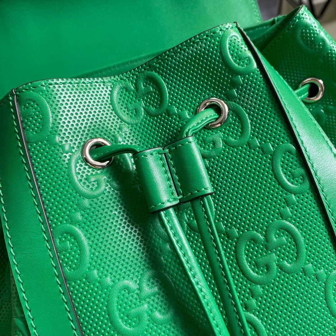 Gvc*1 GG Embossed Leather Replica Backpack Green 625770