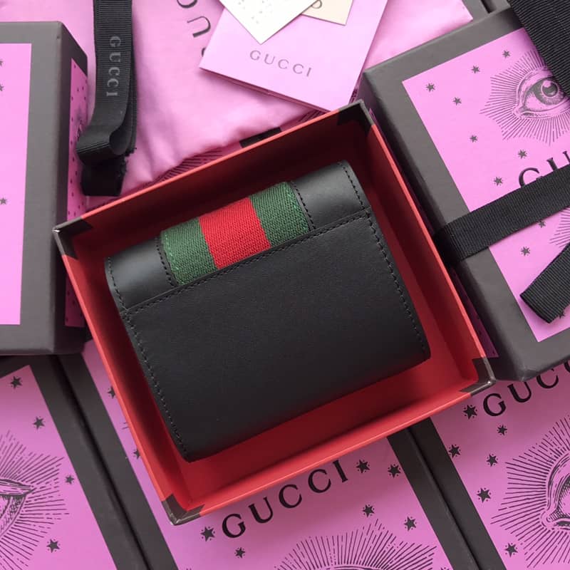 Gvc*1 Short Button Cowhide Leather Wallet Black 476081