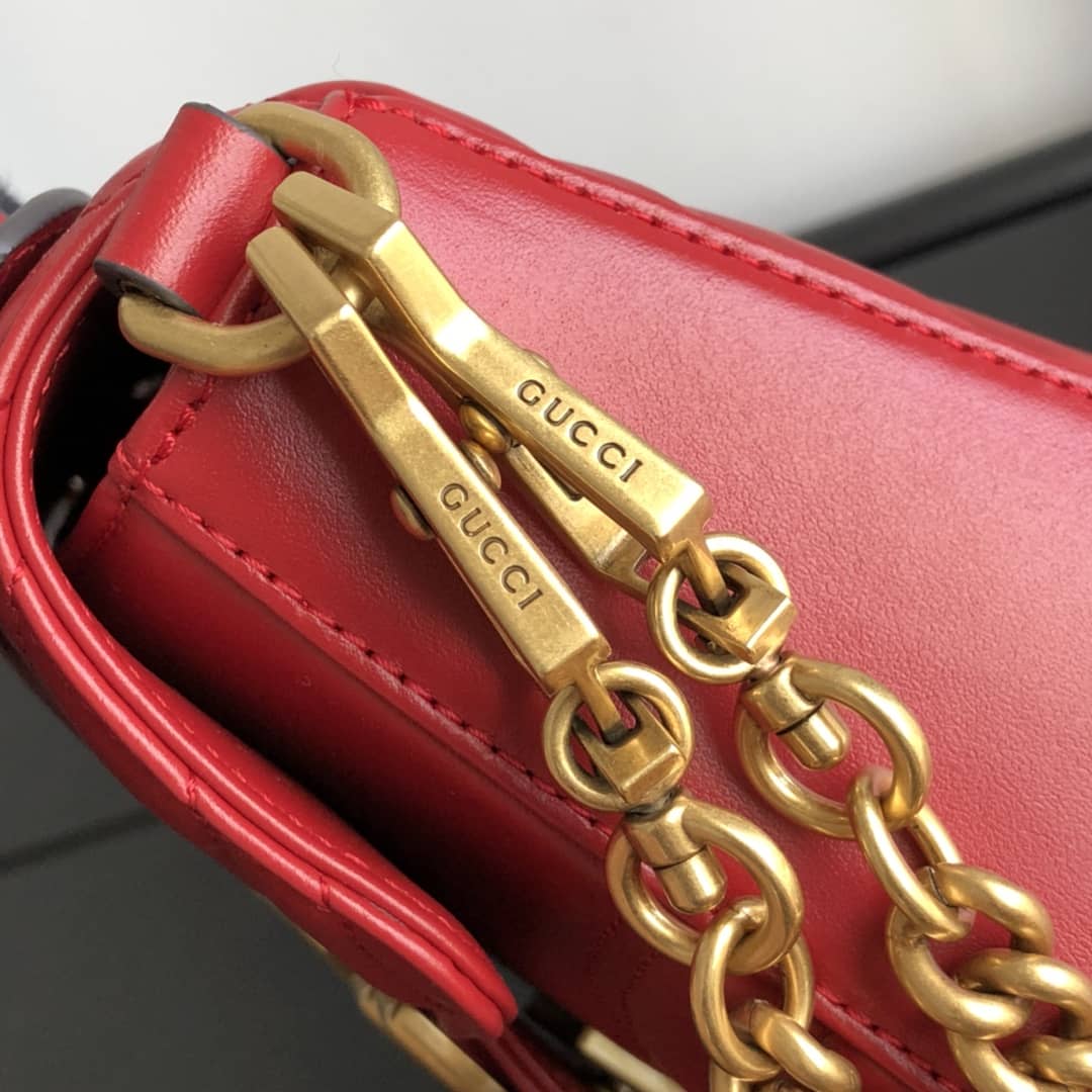 Gvc*1 GG Marmont Mini Leather Top Handle Bag Replica Red 547260
