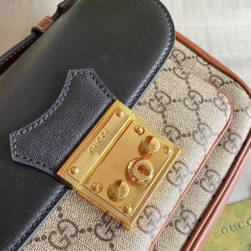 Gvc*1 Padlock Mini GG Svp*me Shoulder Bag Replica Black 658487