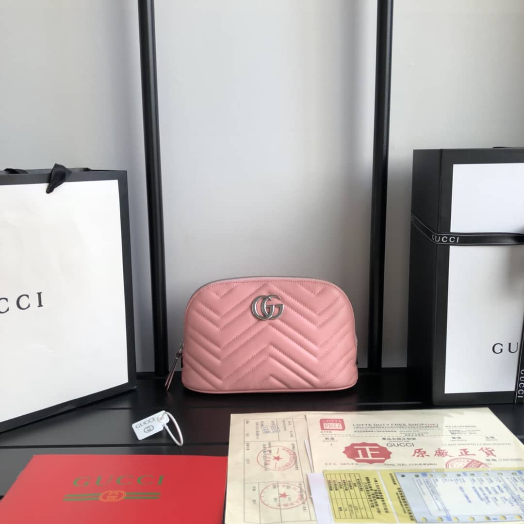 Gvc*1 GG Marmont Quilted Vanity Bag Replica Pink 625690