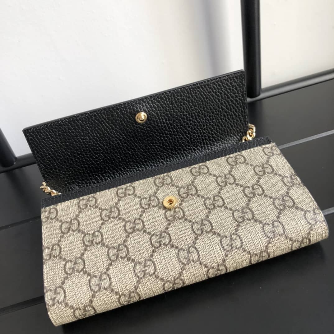 Gvc*1 GG Marmont Chain Wallet Replica Black Brown 546585