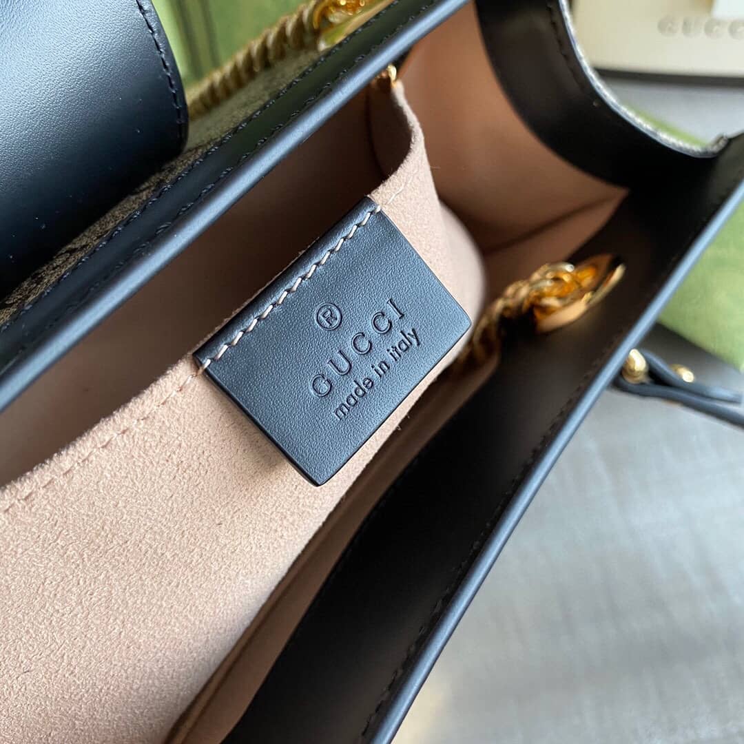 Gvc*1 Padlock Small GG Svp*me Canvas Shoulder Bag Replica Black 498156