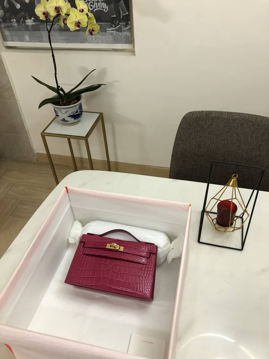 H**me5 Kelly Dupe 22CM Crocodile Shiny Replica Bag