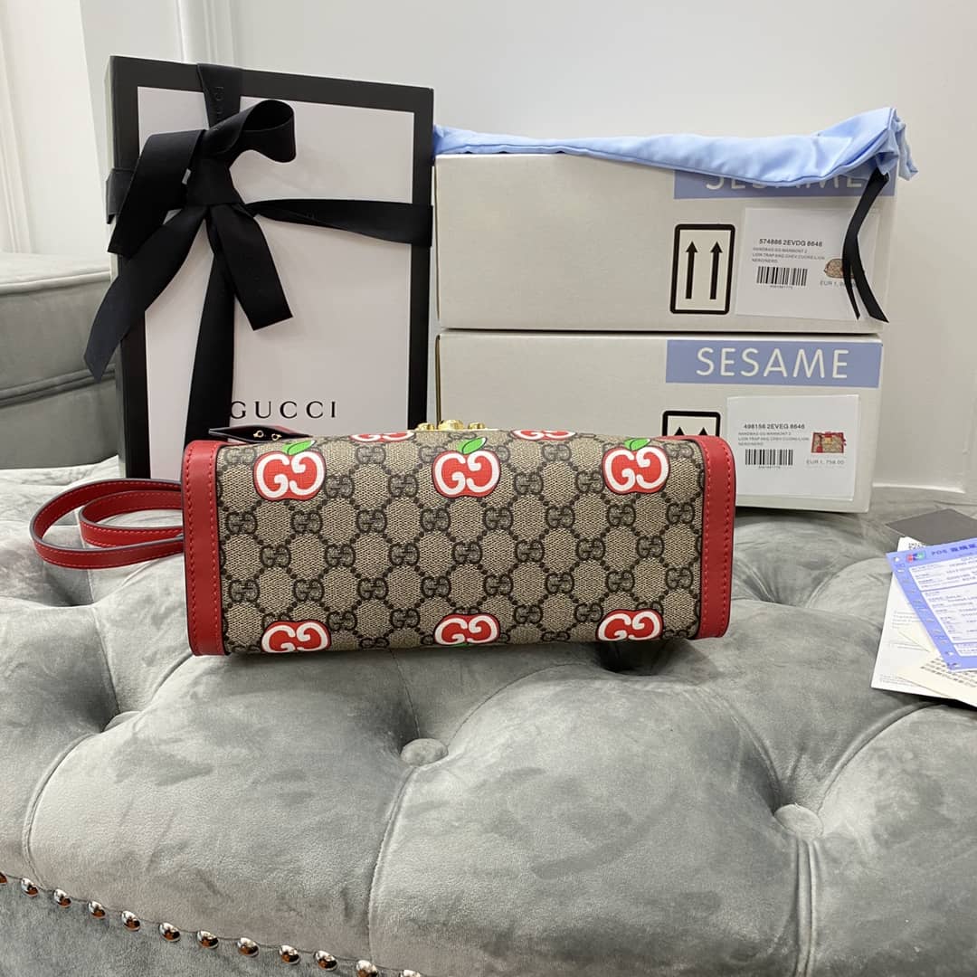 Gvc*1 Padlock Small GG Svp*me Canvas Shoulder Bag Replica Red 498156