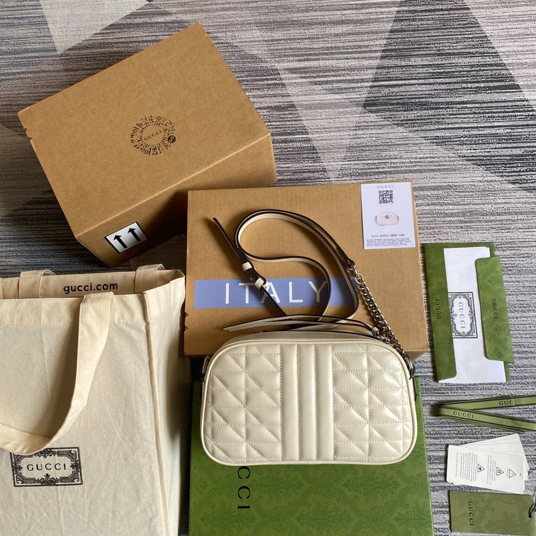Gvc*1 GG Marmont Small Shoulder Handbag Camera Bag Replica White 447632