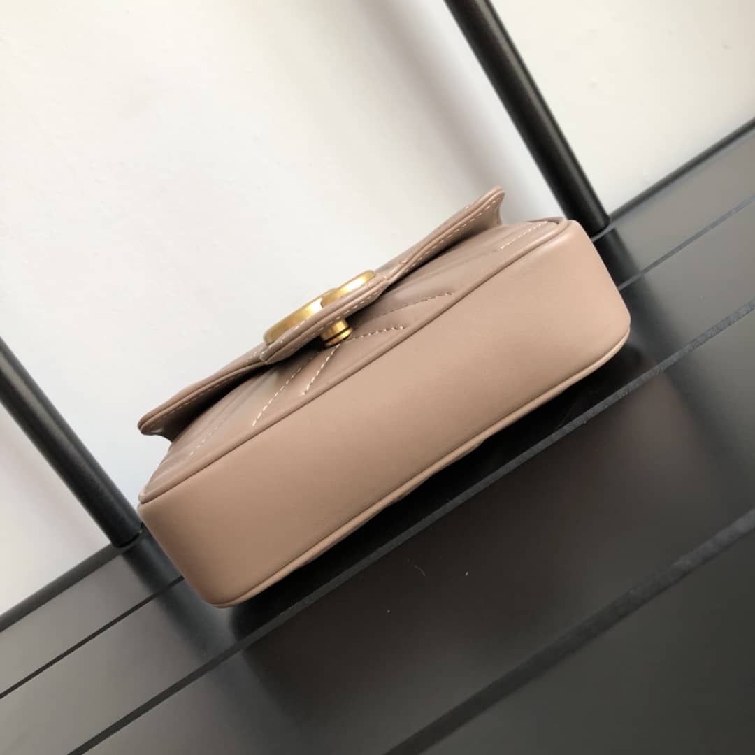 Gvc*1 GG Marmont Matelasse Leather Mini Shoulder Bag Replica Apricot 476433