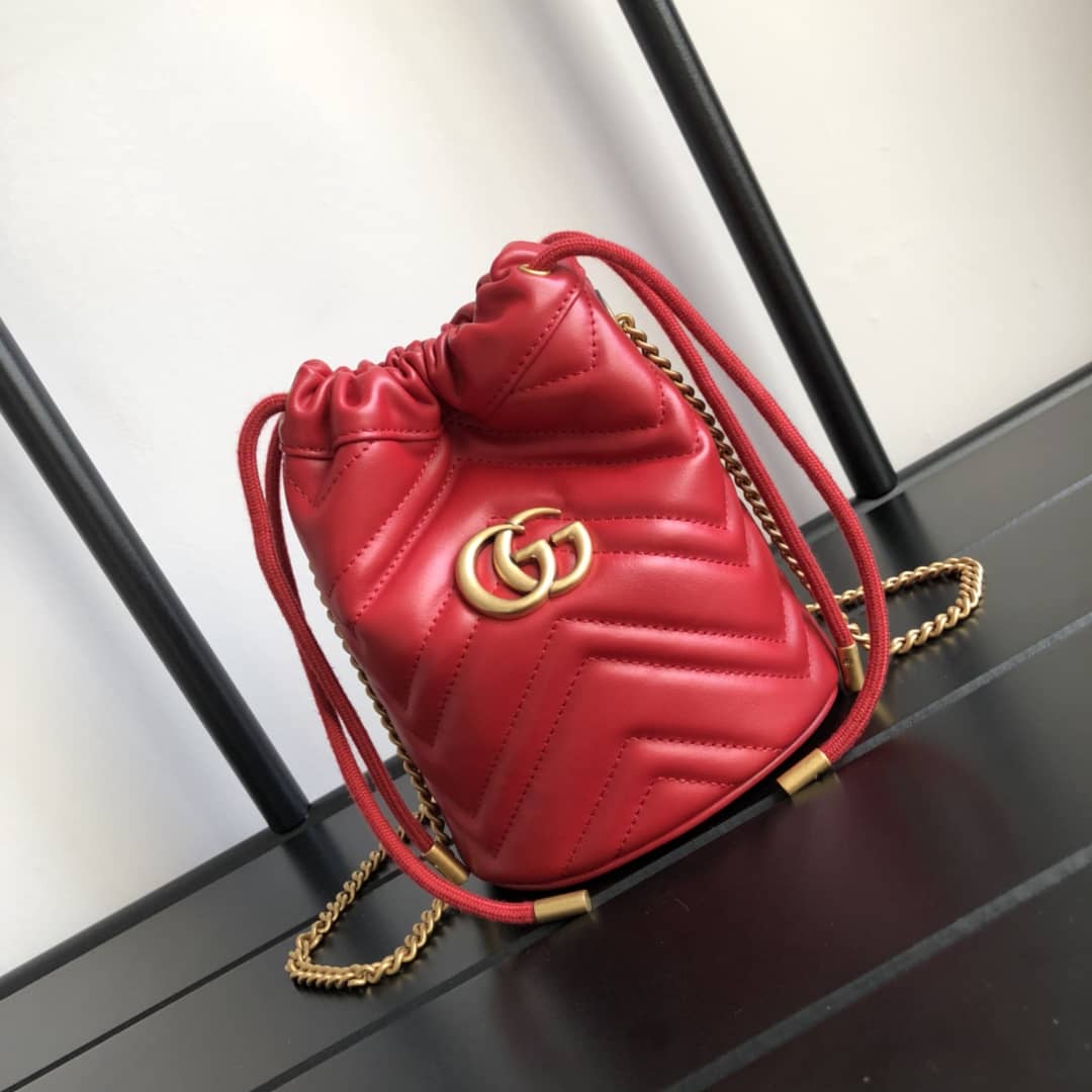 Gvc*1 GG Marmont Mini Bucket Crossbody Bag Replica Red 575163