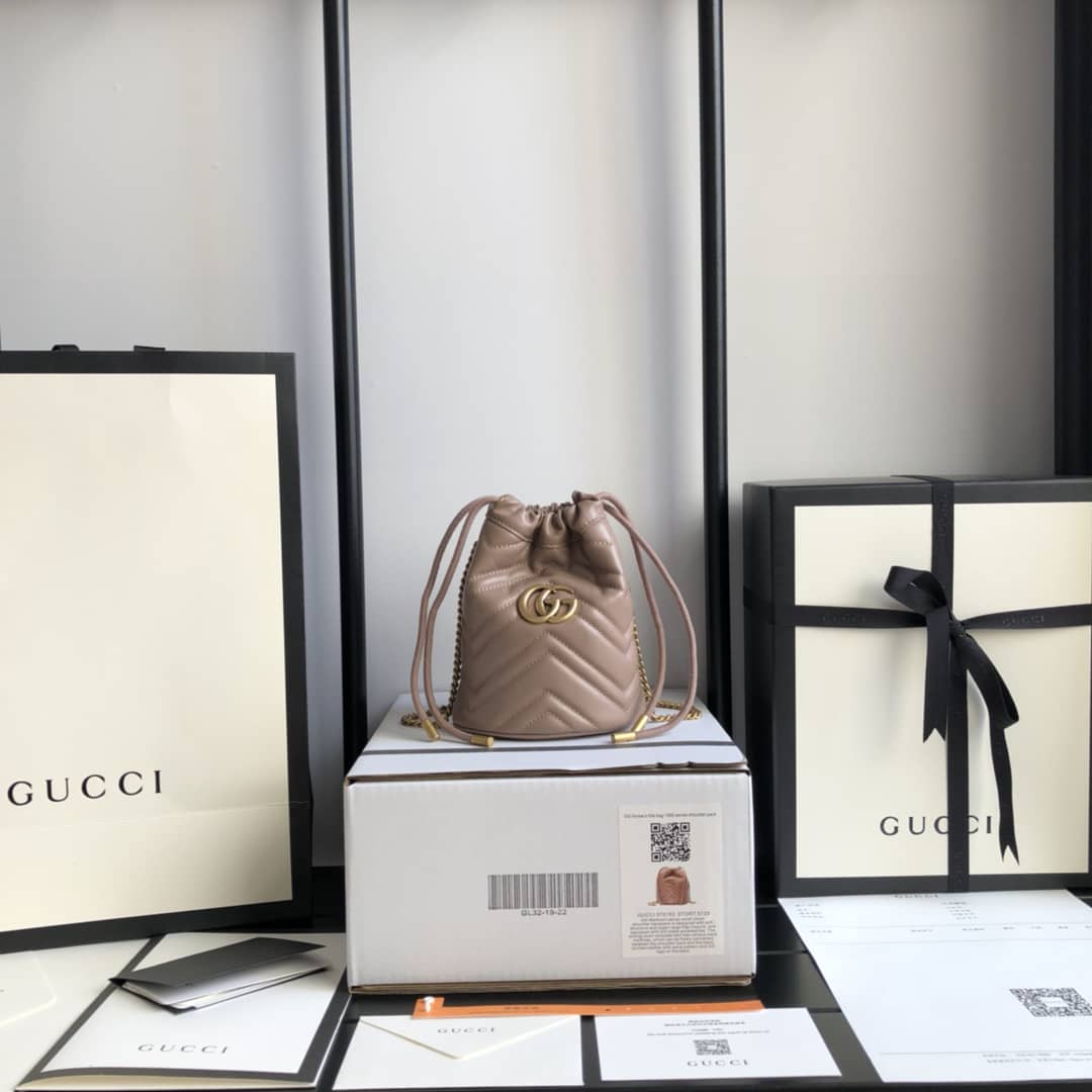 Gvc*1 GG Marmont Mini Bucket Crossbody Bag Replica Pink 575163