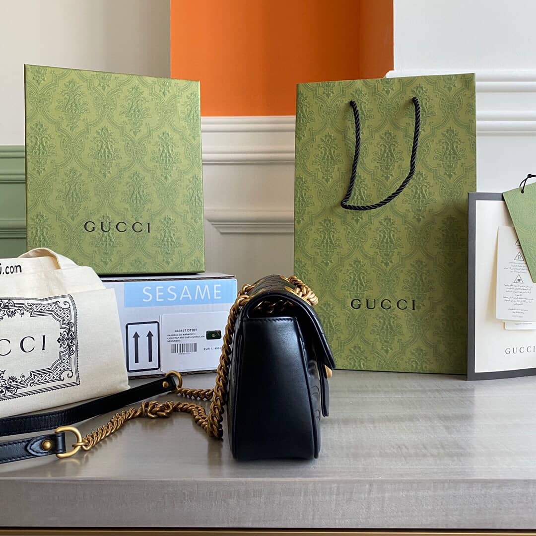 Gvc*1 GG Marmont Mini Matelasse Shoulder Bag Replica Black 446744