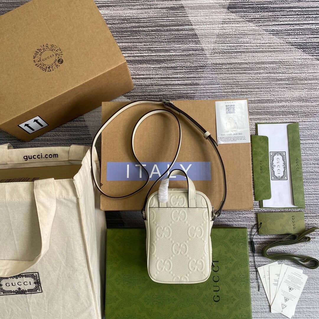Gvc*1 GG Embossed Mini Bag Replica White 658553