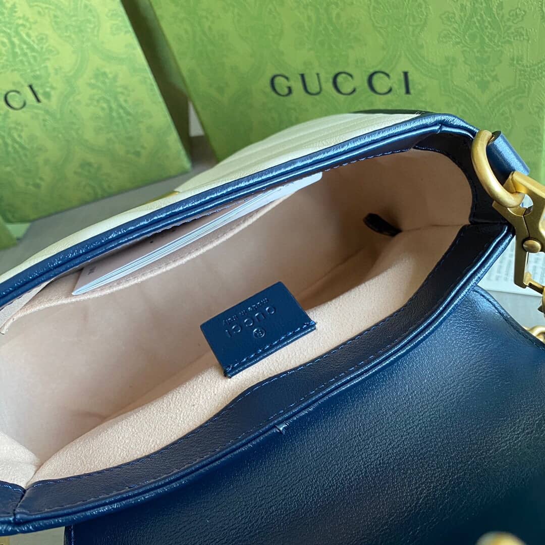 Gvc*1 GG Marmont Mini Top Handle Bag Replica White Blue 583571