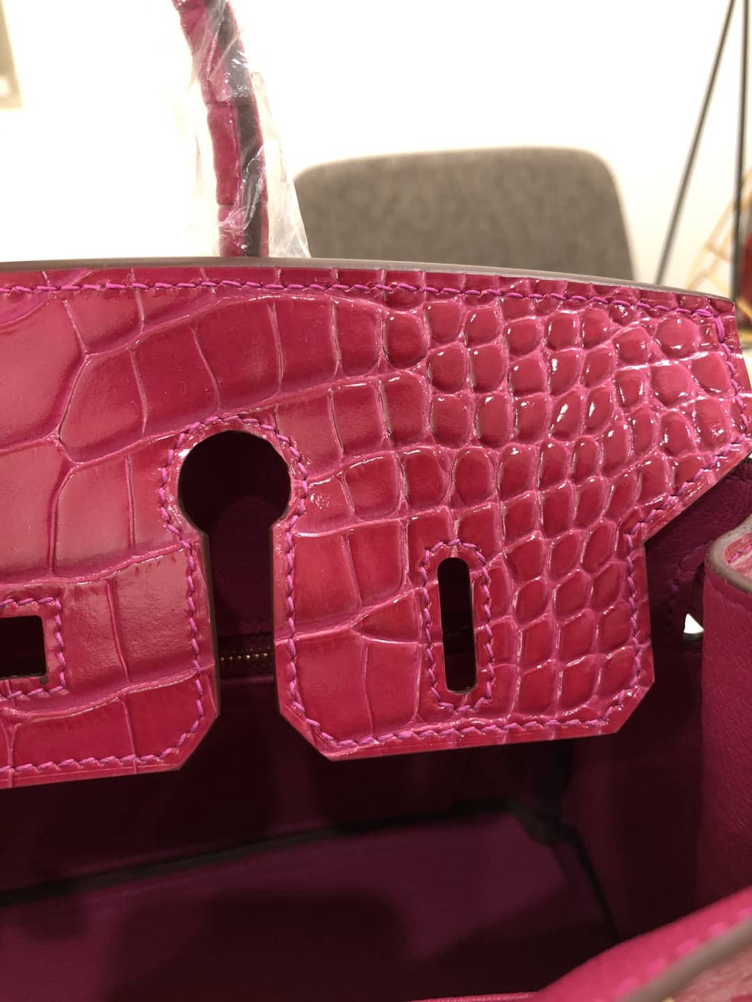 H**me5 Birkin Replica 25CM Crocodile Shiny Replica Bag