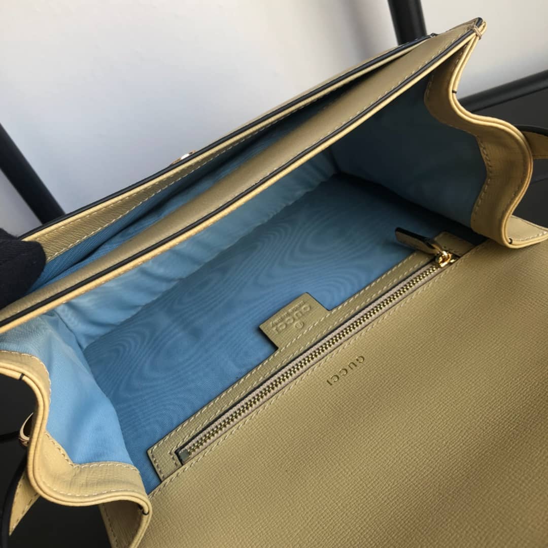 Gvc*1 GG Ring Torchon Leather Shoulder Bag Replica  Yellow 589474