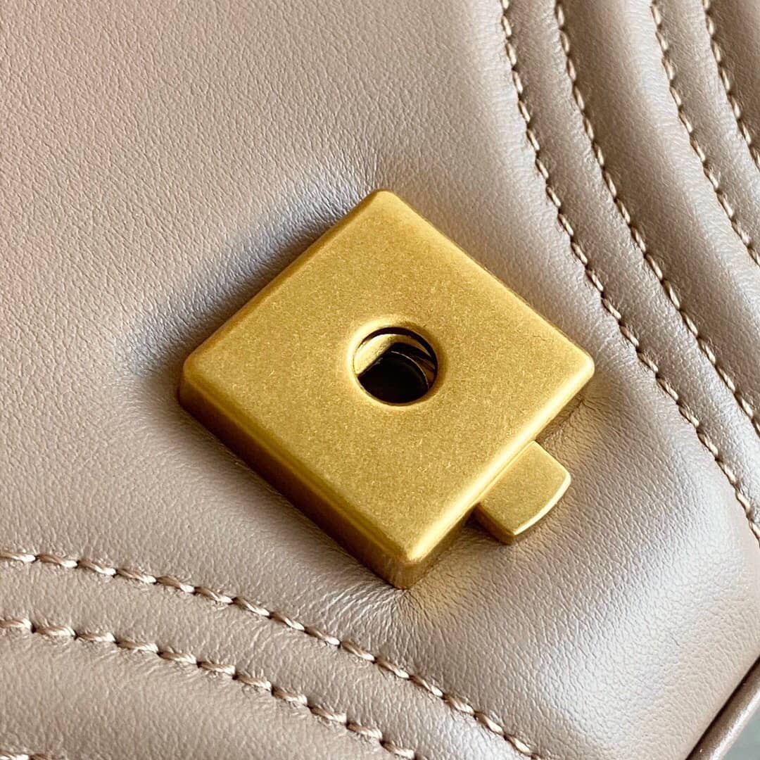 Gvc*1 GG Marmont Mini Leather Top Handle Bag Replica Apricot 547260