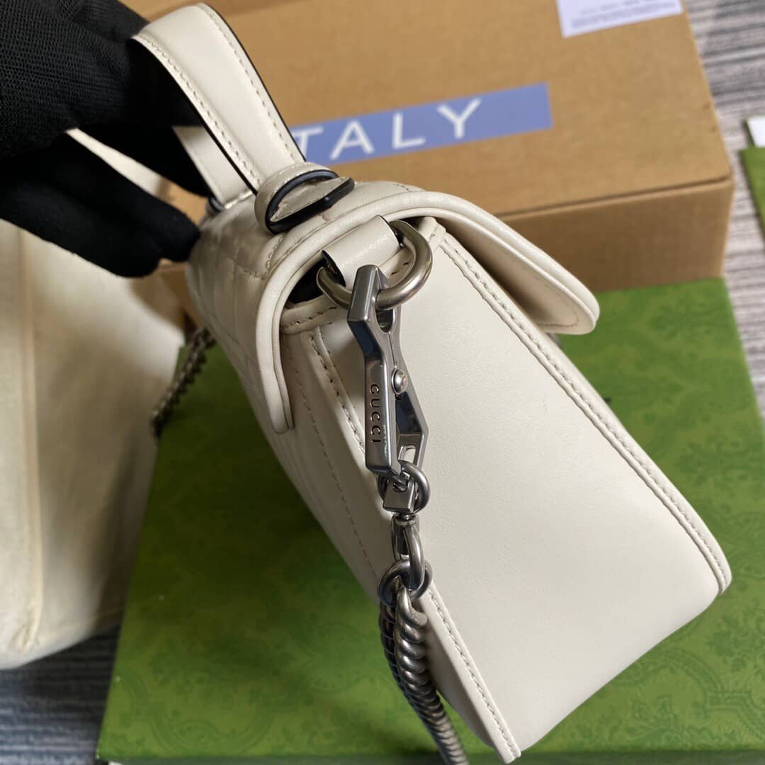 Gvc*1 GG Marmont Mini Top Handle Bag Replica White 583571