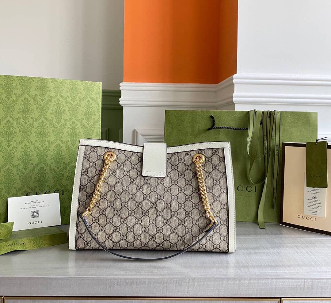 Gvc*1 Padlock Medium GG Svp*me Shoulder Bag Replica Gray White 479197