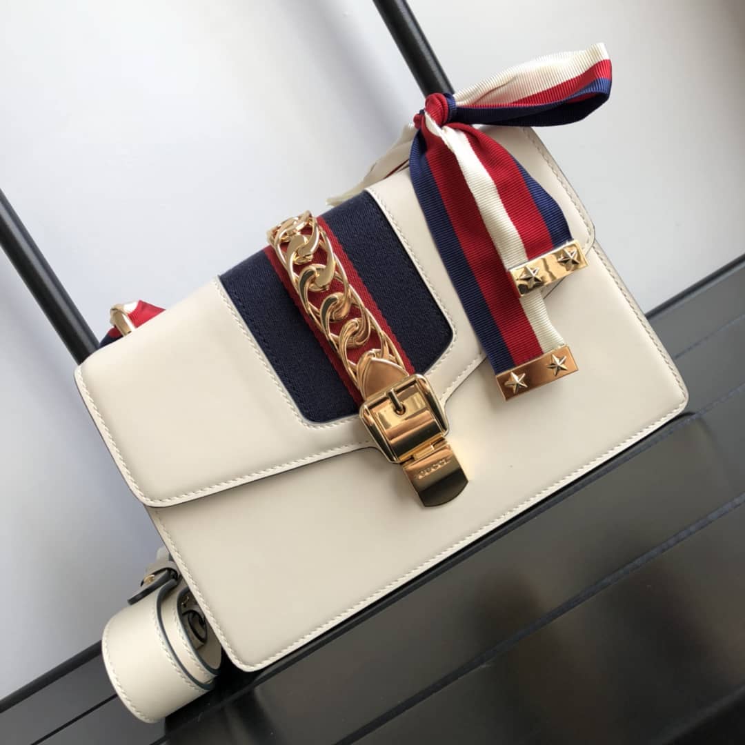Gvc*1 Sylvie Small Leather Shoulder Bag Replica White 421882