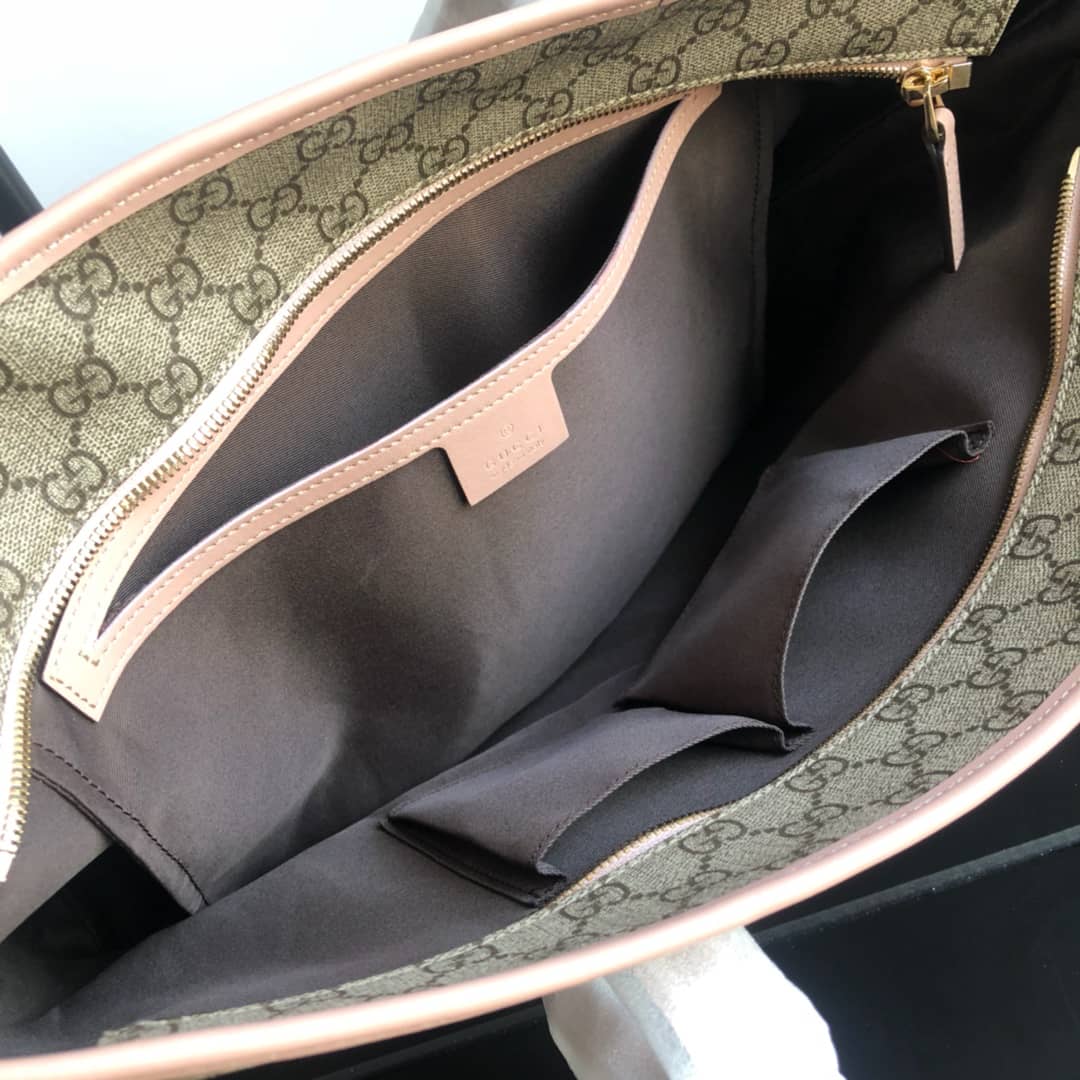 Gvc*1 GG Plus Large Zip Top PVC Replica Tote Gray Pink 211137