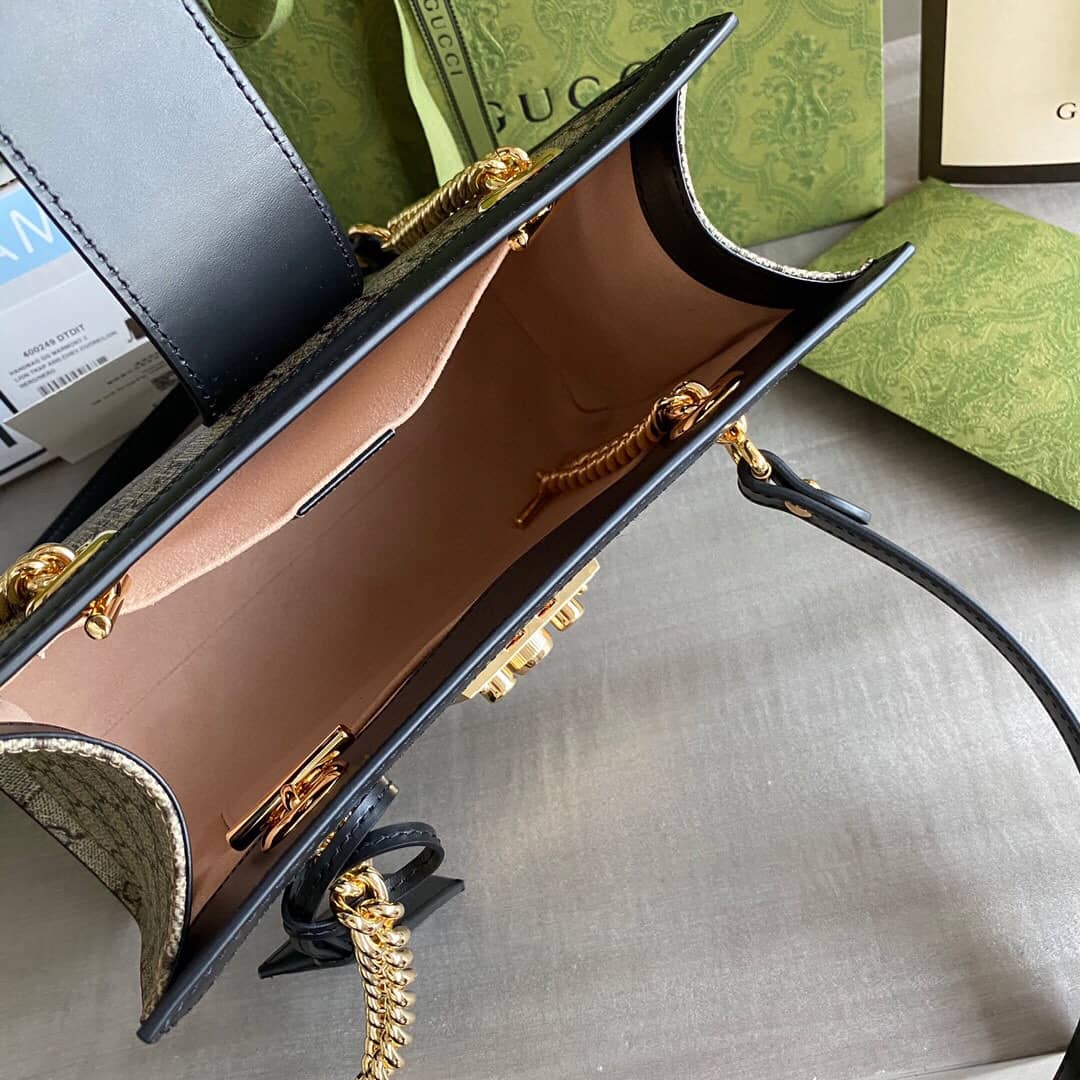 Gvc*1 Padlock Small GG Svp*me Canvas Shoulder Bag Replica Black 498156