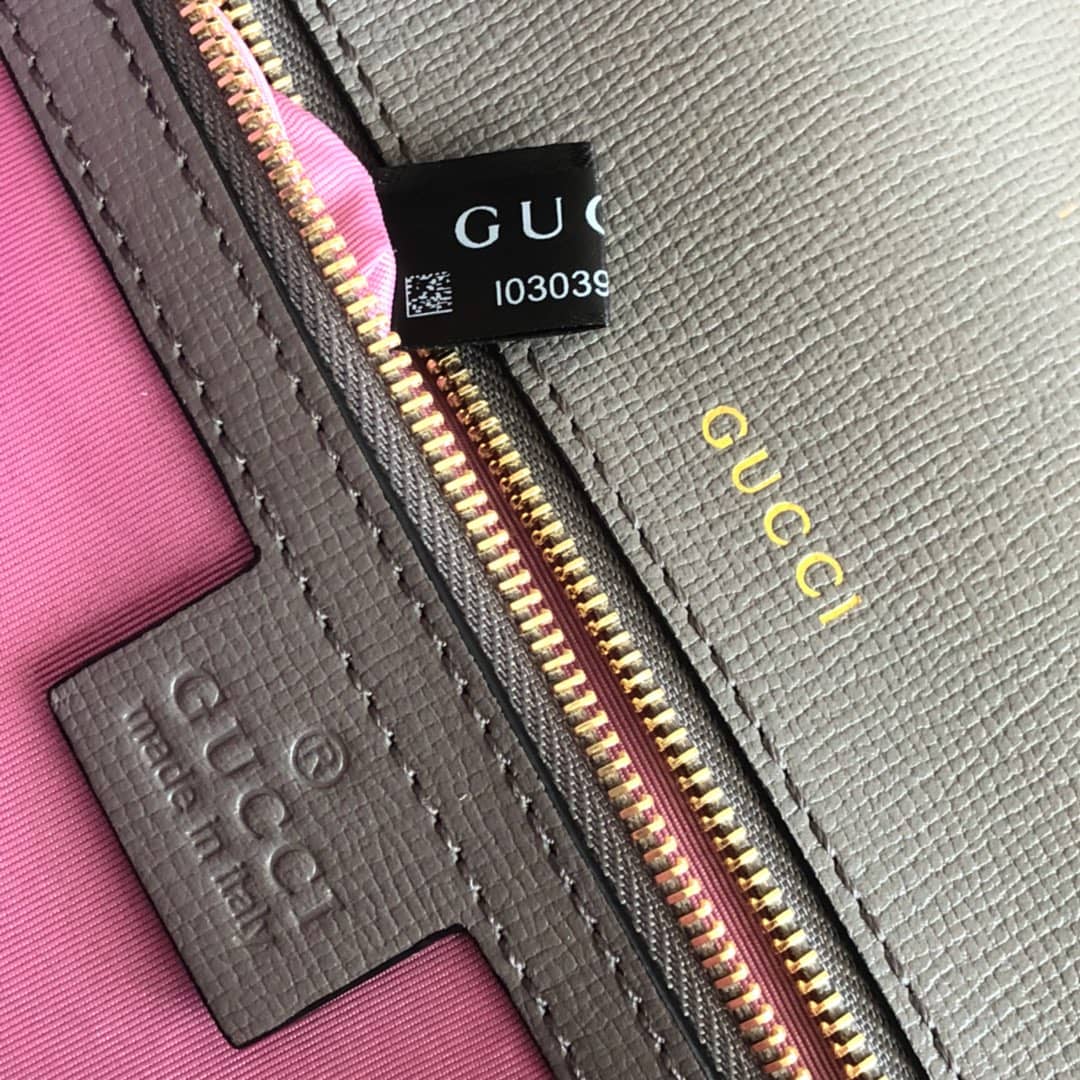 Gvc*1 GG Ring Torchon Leather Shoulder Bag Replica Gray 589474