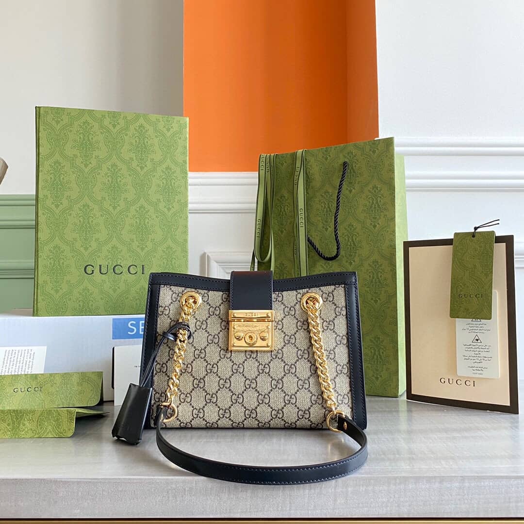 Gvc*1 Padlock Small GG Svp*me Canvas Shoulder Bag Replica Black 498156