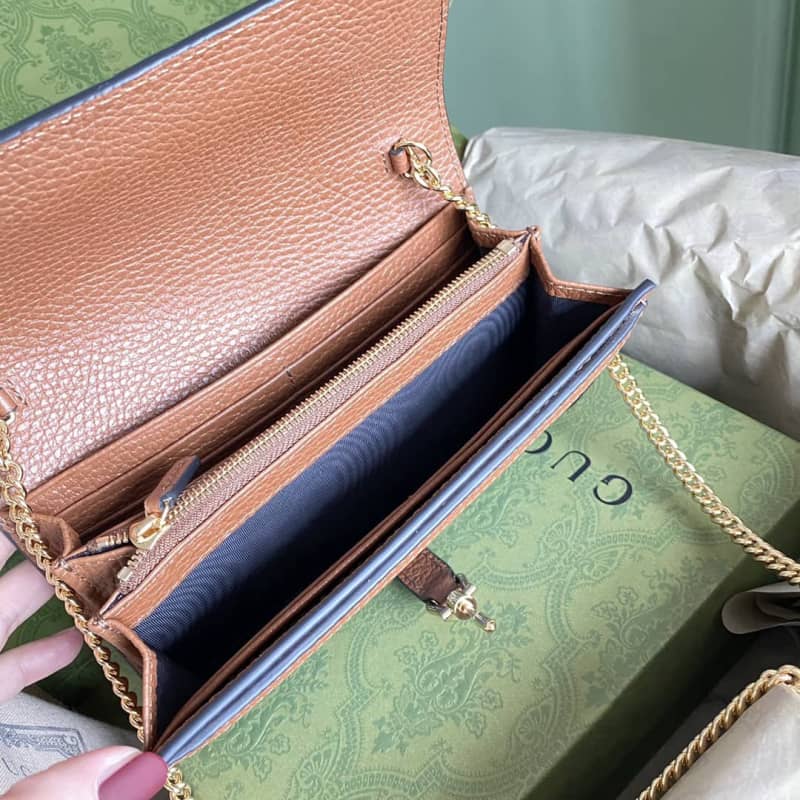 Gvc*1 Jackie 1961 Chain Wallet Organic GG Denim Raplica 652681