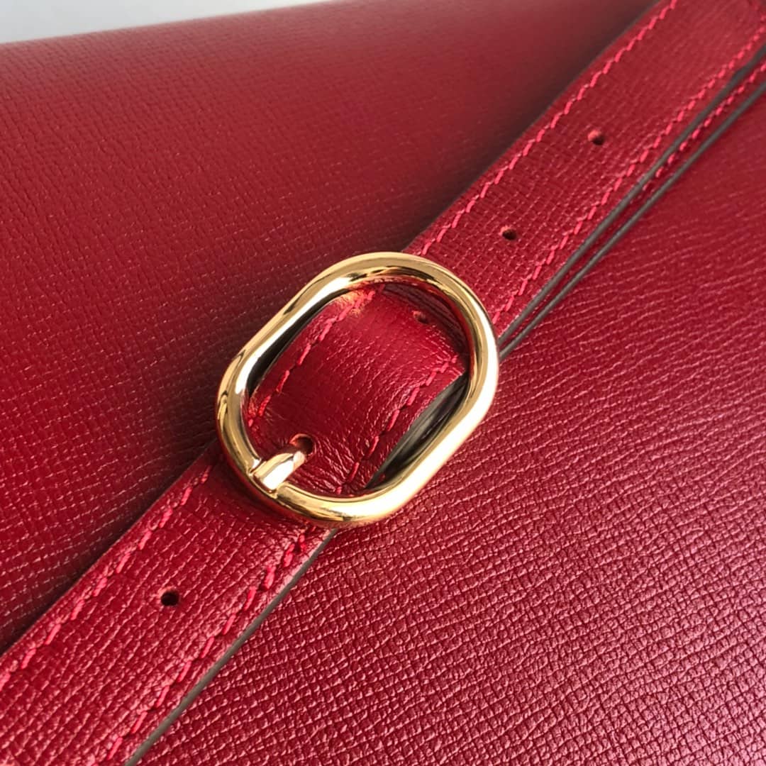 Gvc*1 GG Ring Torchon Leather Shoulder Bag Replica Red 589474