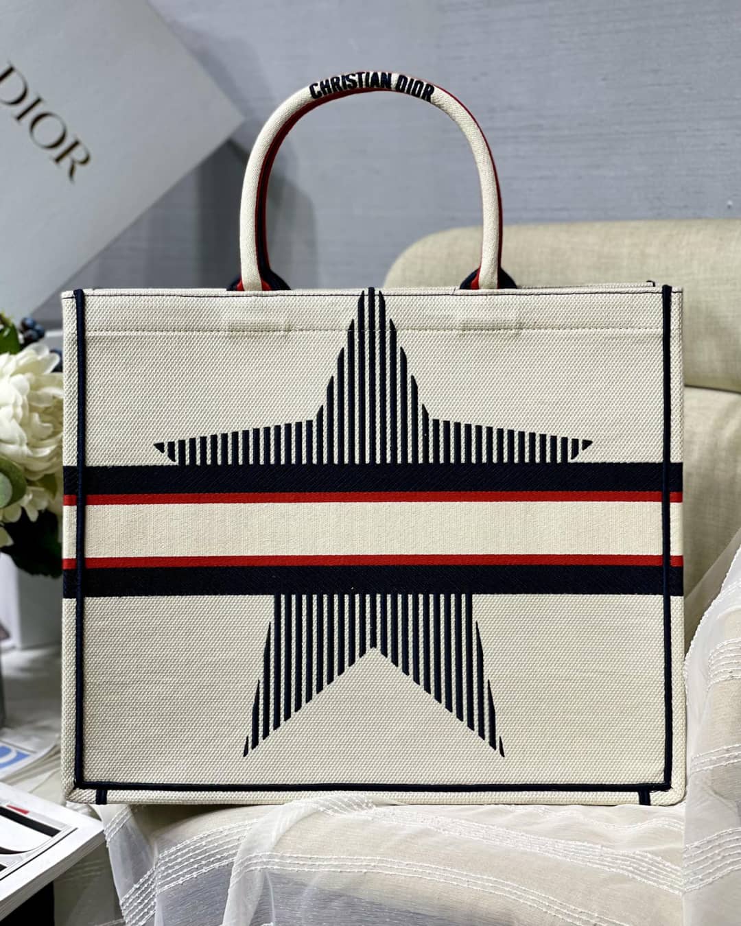 Chr1st1an D10r CD Book Embroidery Replica Tote