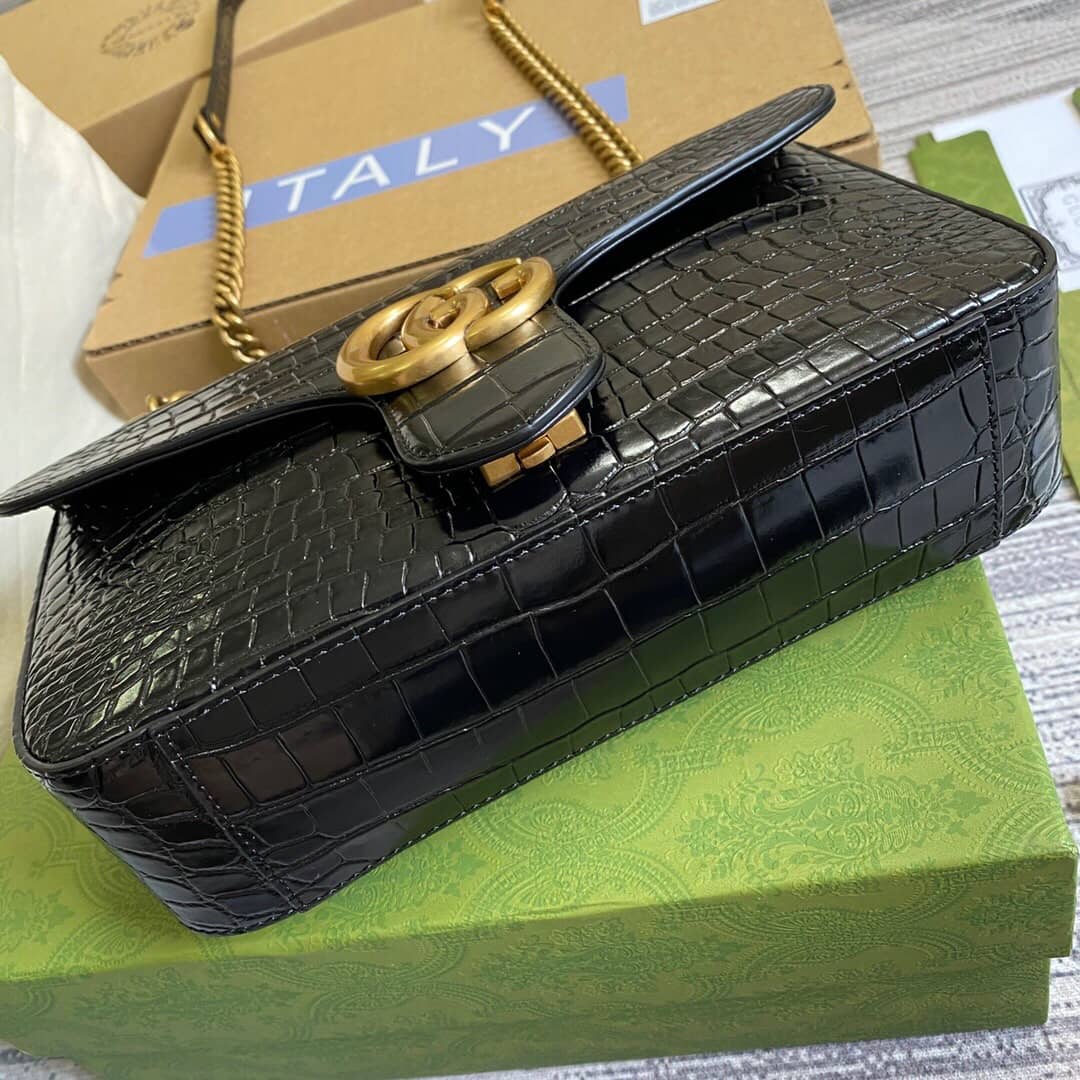 Gvc*1 GG Marmont Matelasse Shoulder Bag Replica Black 443497