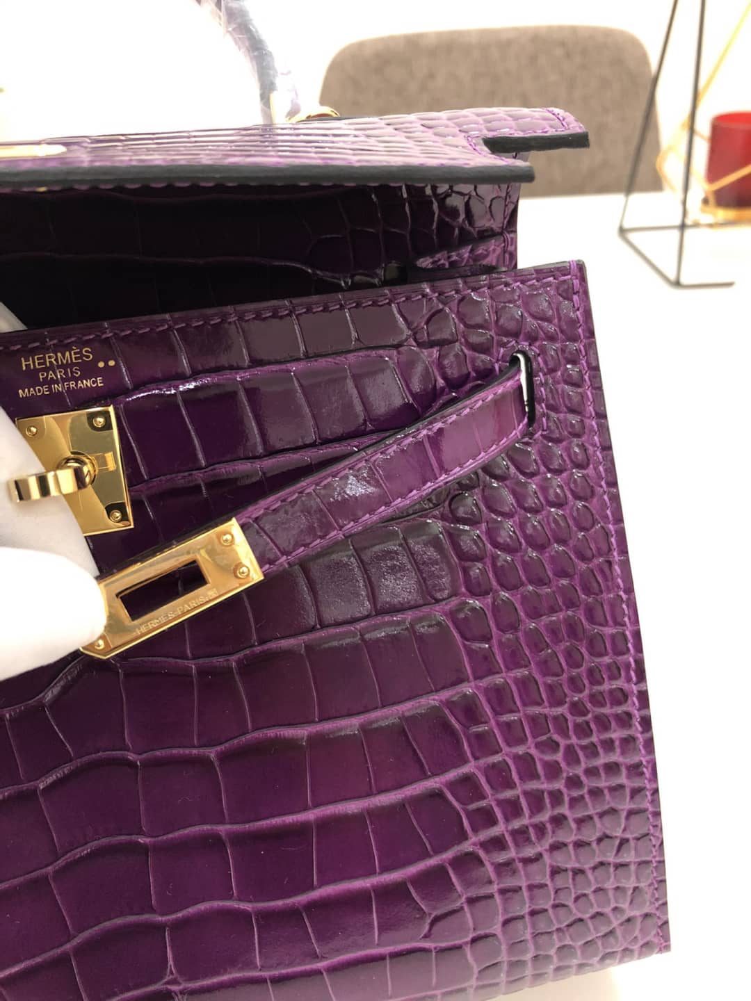 H**me5 Kelly Dupe 25CM Crocodile Shiny Replica Bag