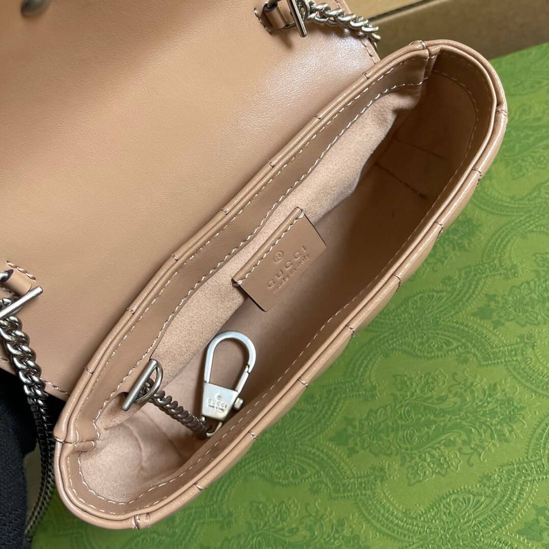 Gvc*1 GG Marmont Matelasse Leather Mini Shoulder Bag Replica Apricot 476433