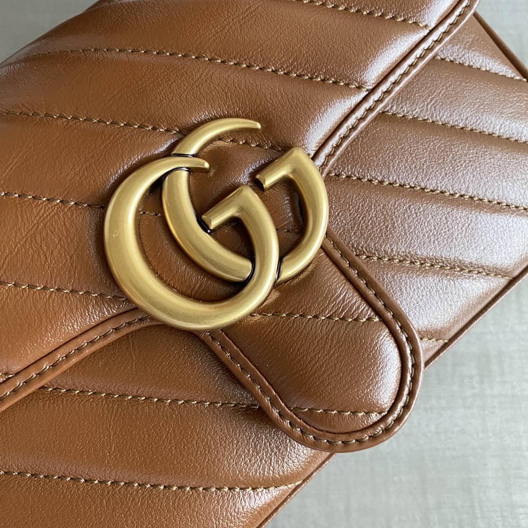 Gvc*1 GG Marmont Mini Matelasse Shoulder Bag Replica Brown 446744