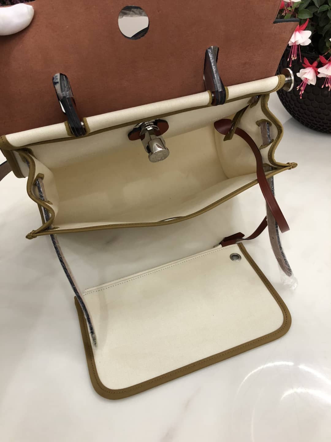 Replica H**me5 Birkin Bag 31 Canvas Leather HerBag