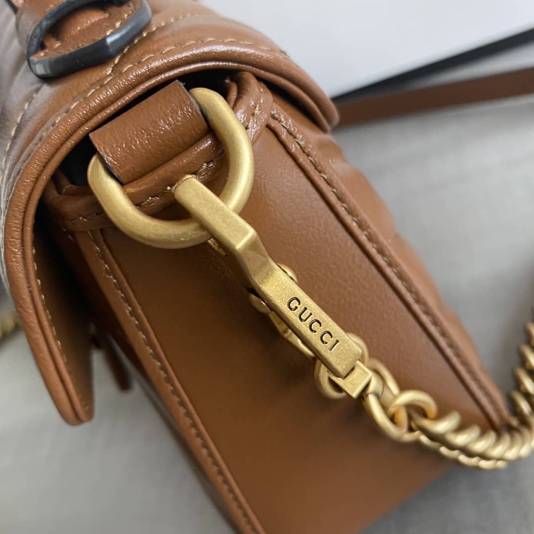Gvc*1 GG Marmont Mini Top Handle Bag Replica Brown 583571