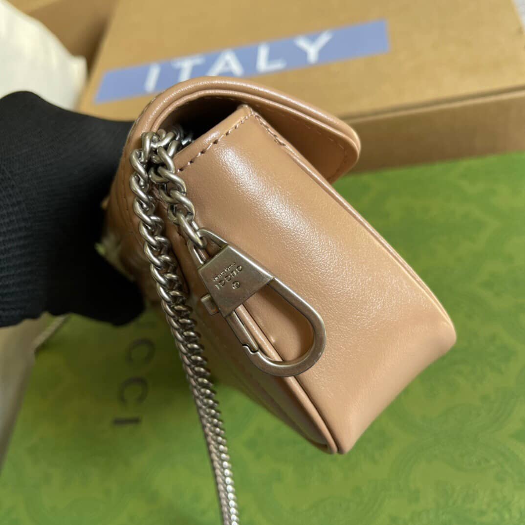 Gvc*1 GG Marmont Matelasse Leather Mini Shoulder Bag Replica Apricot 476433