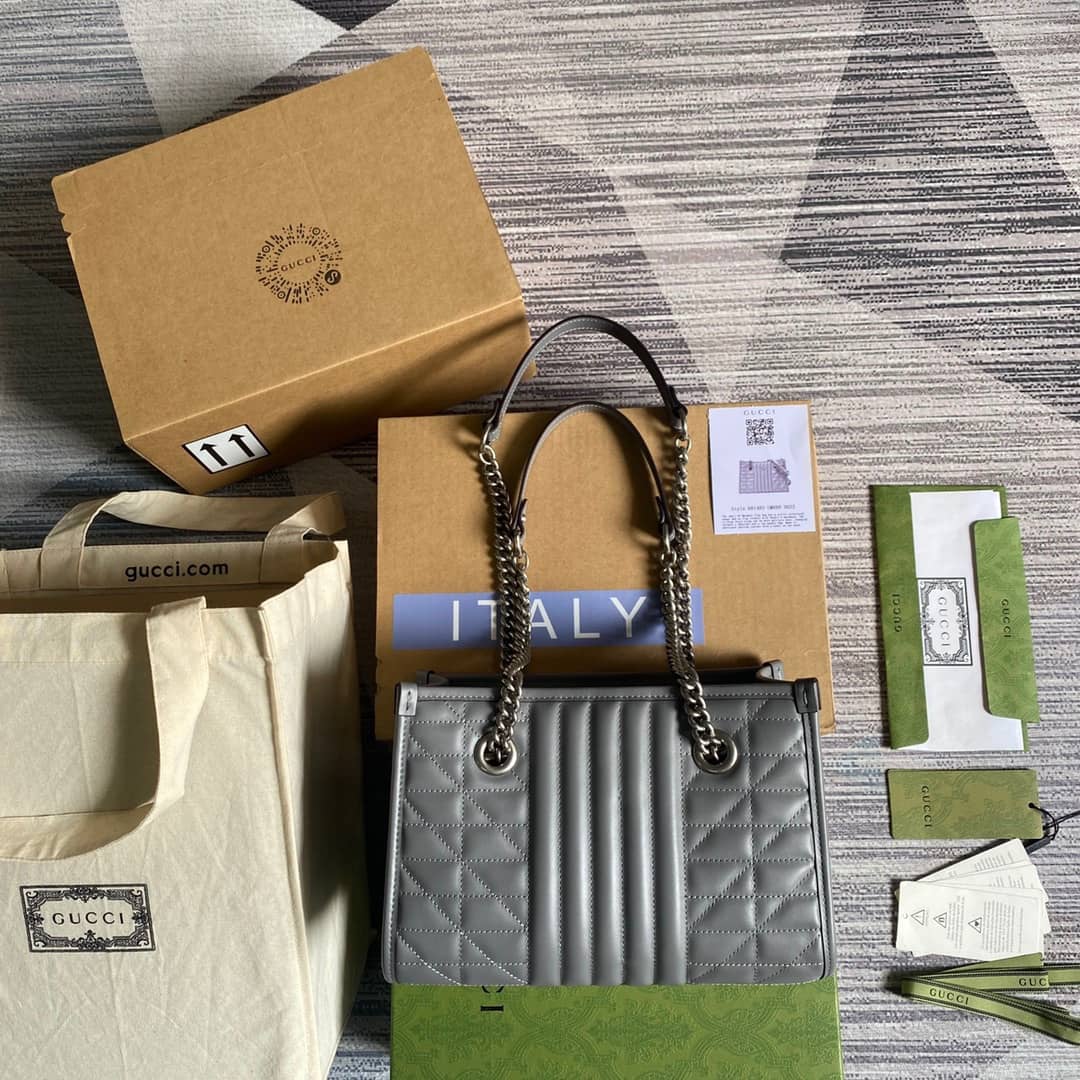 Gvc*1 GG Marmont Small Tote Bag Replica Gray 681483