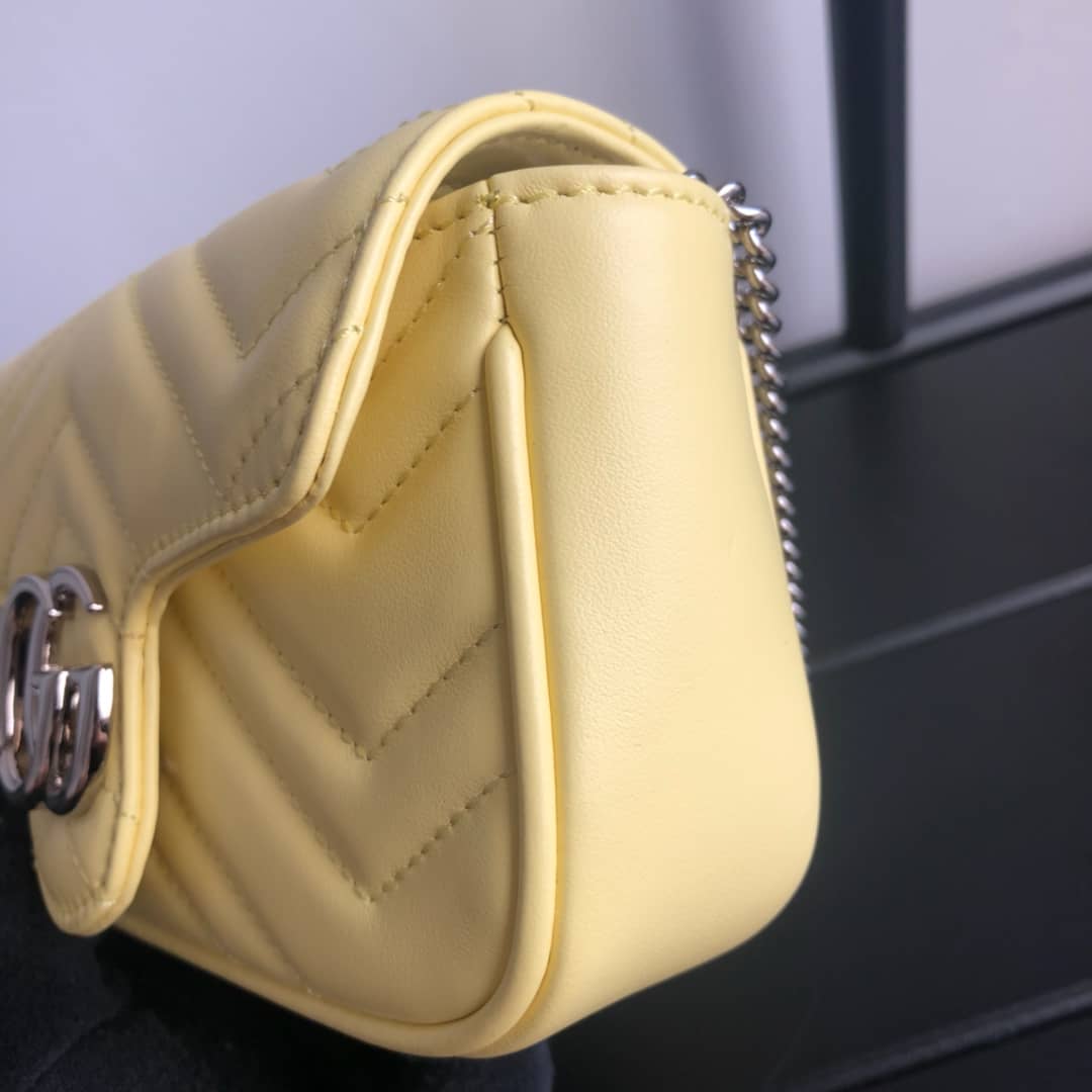 Gvc*1 GG Marmont Matelasse Leather Mini Shoulder Bag Replica Yellow 476433