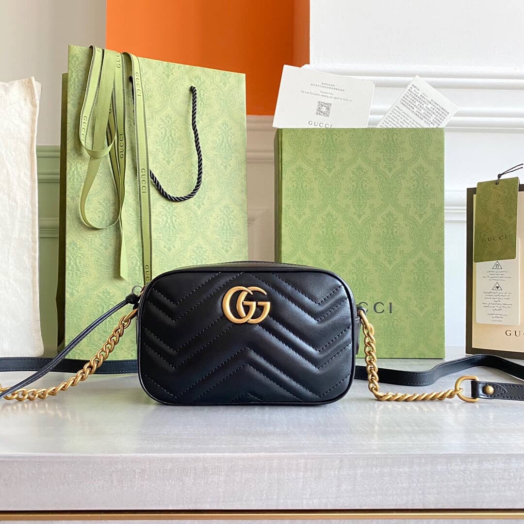 Gvc*1 GG Marmont Matelassé Mini Bag Replica Black 448065