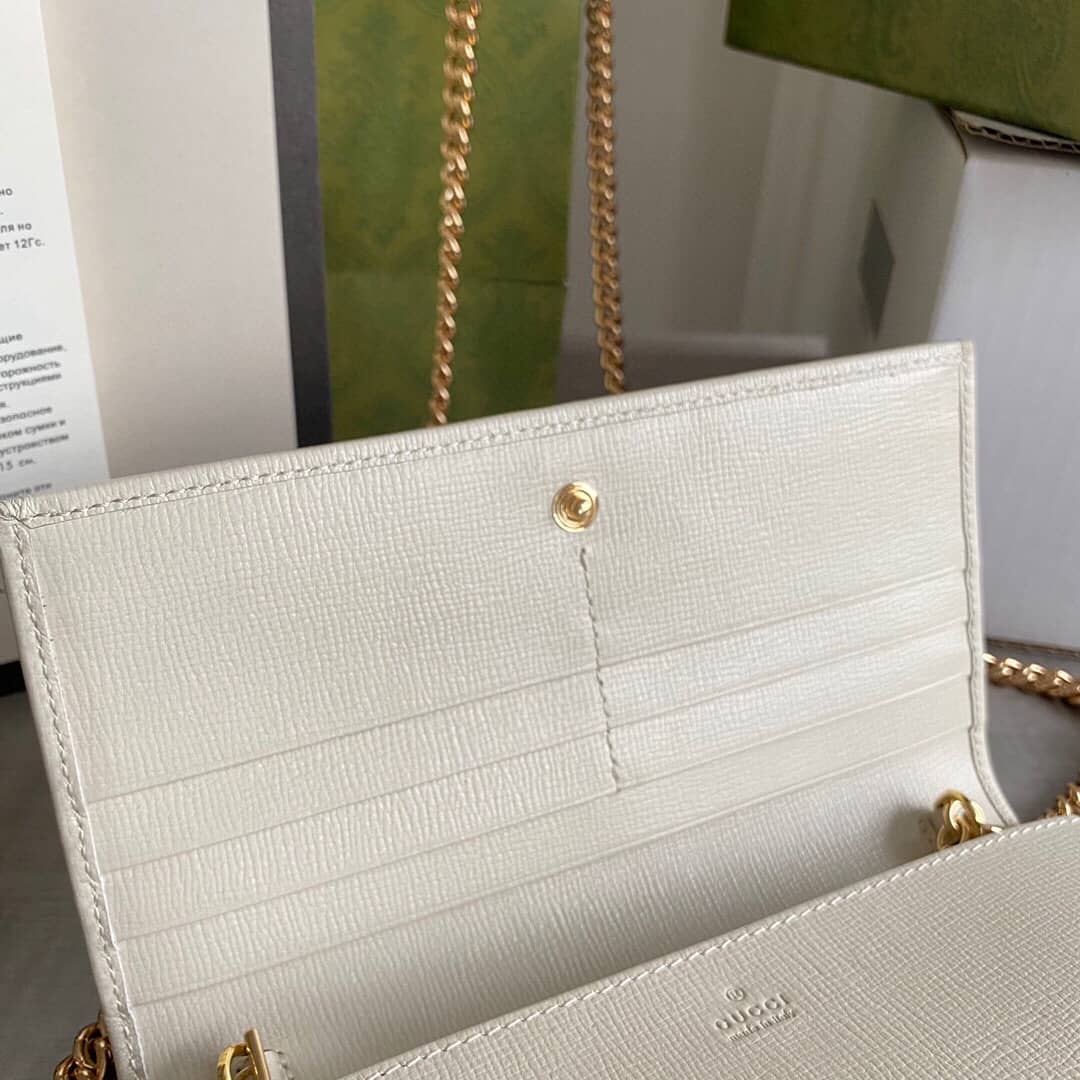 Gvc*1 GG Svp*me Horsebit 1955 Chain Wallet Replica White 621892
