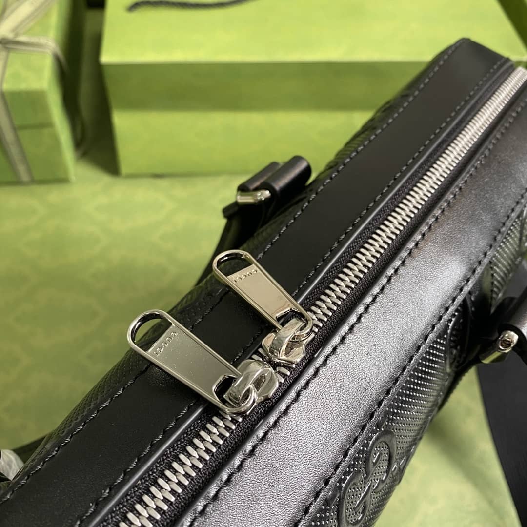 Gvc*1 GG Embossed Mens Briefcase Replica 658573