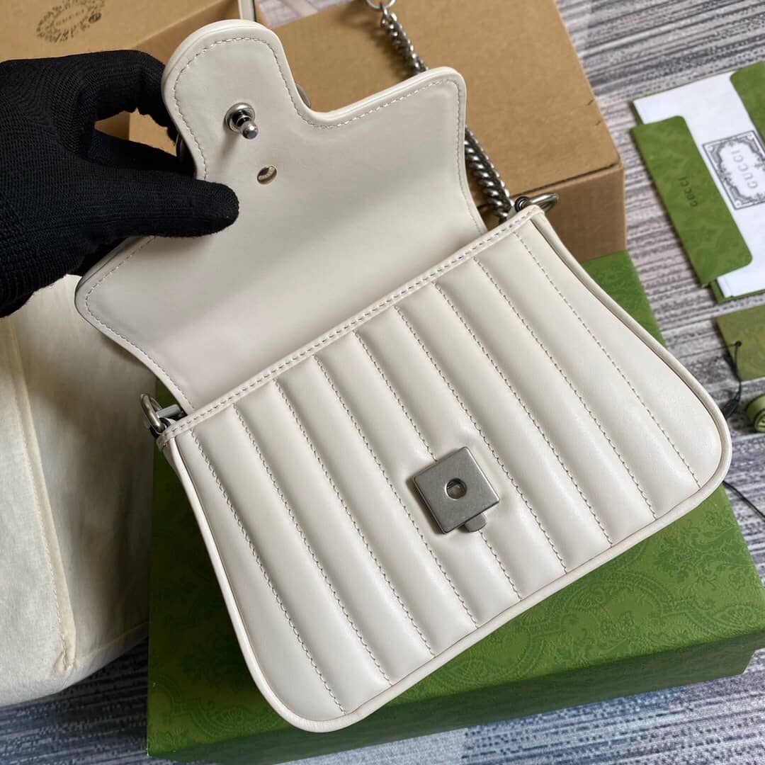 Gvc*1 GG Marmont Mini Top Handle Bag Replica White 583571