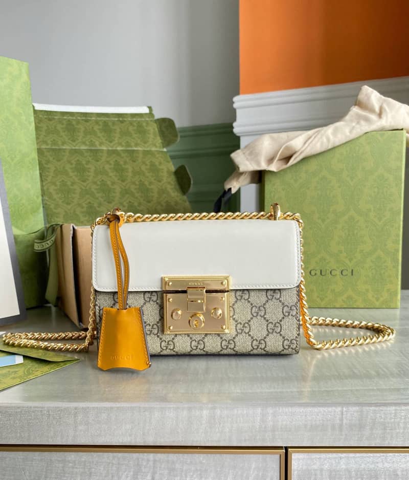 Gvc*1 Padlock Small GG Chain Shoulder Bag Replica White 409487