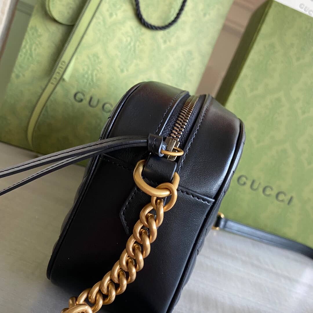 Gvc*1 GG Marmont Small Shoulder Handbag Camera Bag Replica Black 447632